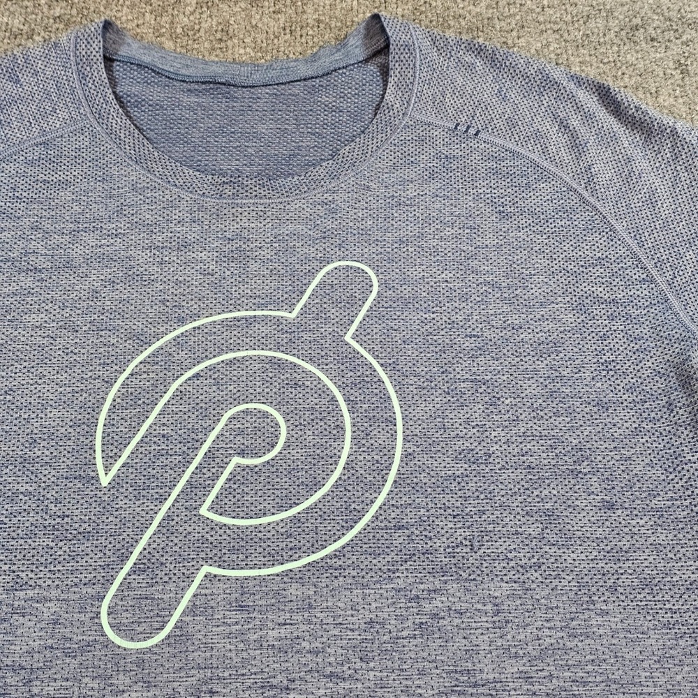 Lululemon Mens L Blue Metal Vent Tech Peloton Shirt Short Sleeve Gym Training